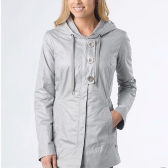 Prana Jackets & Blazers - PrAna Gray and Teal Abby Lightweight Hooded Windbreaker Rain Jacket Size Medium